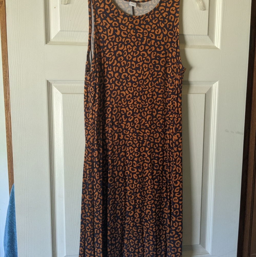 Blue and Orange Cheetah print skater dress